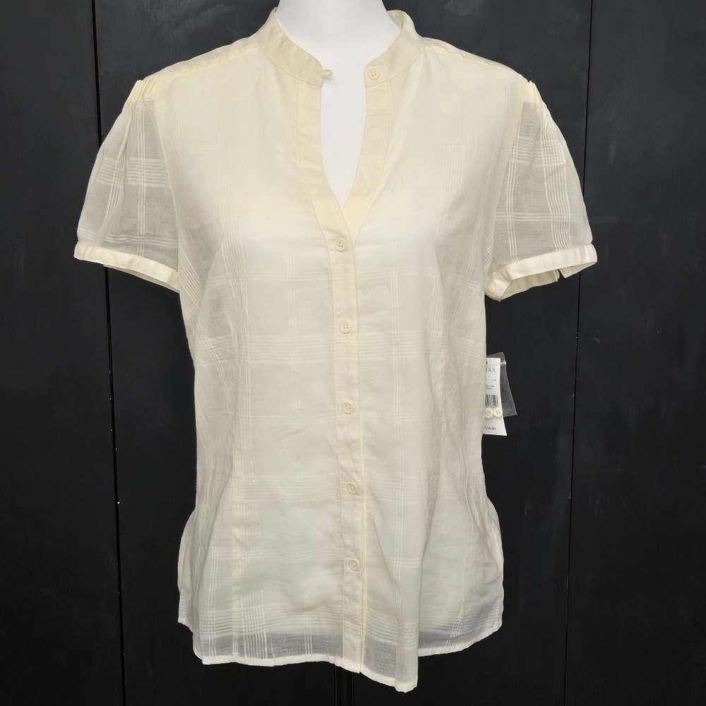 To The Max Sheer Plaid Button-Up Blouse